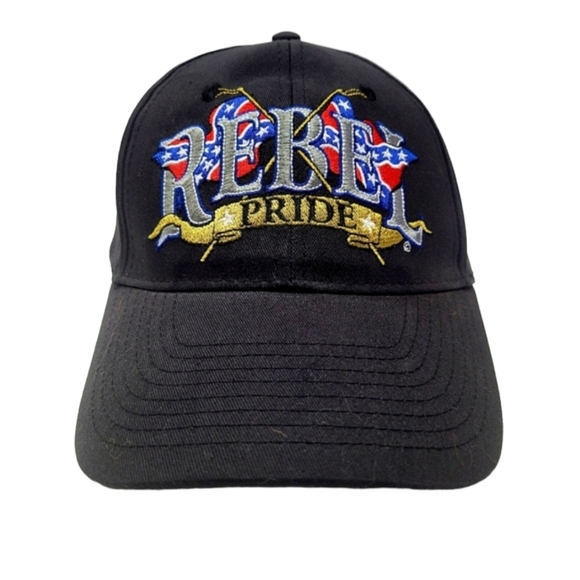 CSI Headwear Embroidered Rebel Pride Black Baseball Hat/Cap Hook & Loop Closure - Picture 1 of 11